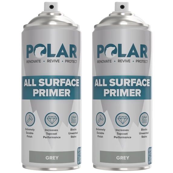 Polar All Surface Primer Matte Gray, Enhanced Adhesion & Quick Drying, 13.5 Fl Oz, 2 Pack