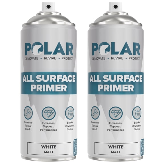 Polar All Surface Primer Matte White, Enhanced Adhesion & Quick Drying, 13.5 Fl Oz, 2 Pack