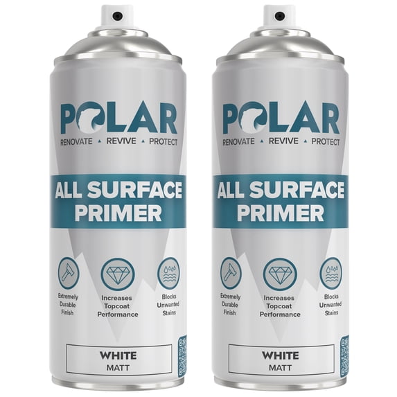 Polar All Surface Primer Matte White, Enhanced Adhesion & Quick Drying, 13.5 Fl Oz, 2 Pack