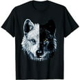 thumbnail image 1 of Polar And Black Two Face Wolf Split Face Magical Wolves T-Shirt, 1 of 5