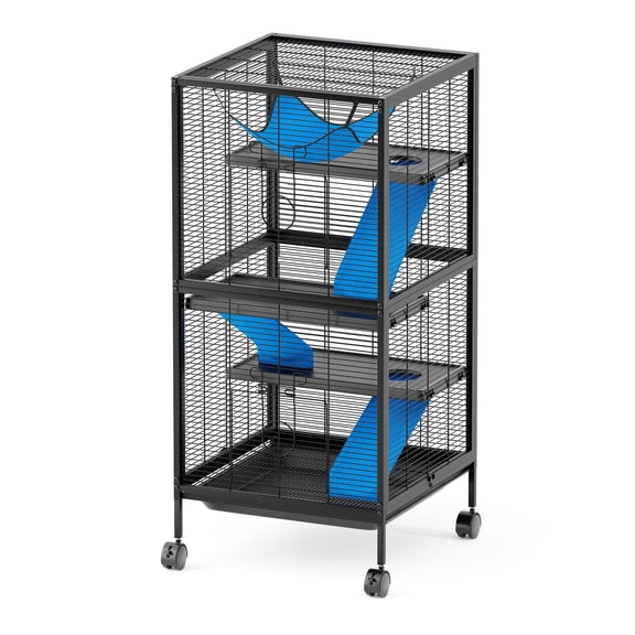 Betisef 4 Tier Steel Deluxe Small Animal Pet Cage Kit for Guinea Pig Ferret Little Rabbit with Wheels Brakes Hammock