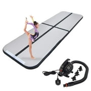 Polar Aurora 4" Thickness 20ft Air Track Inflatable Gymnastics Tumbling Mat with Electric Air Pump（Black）