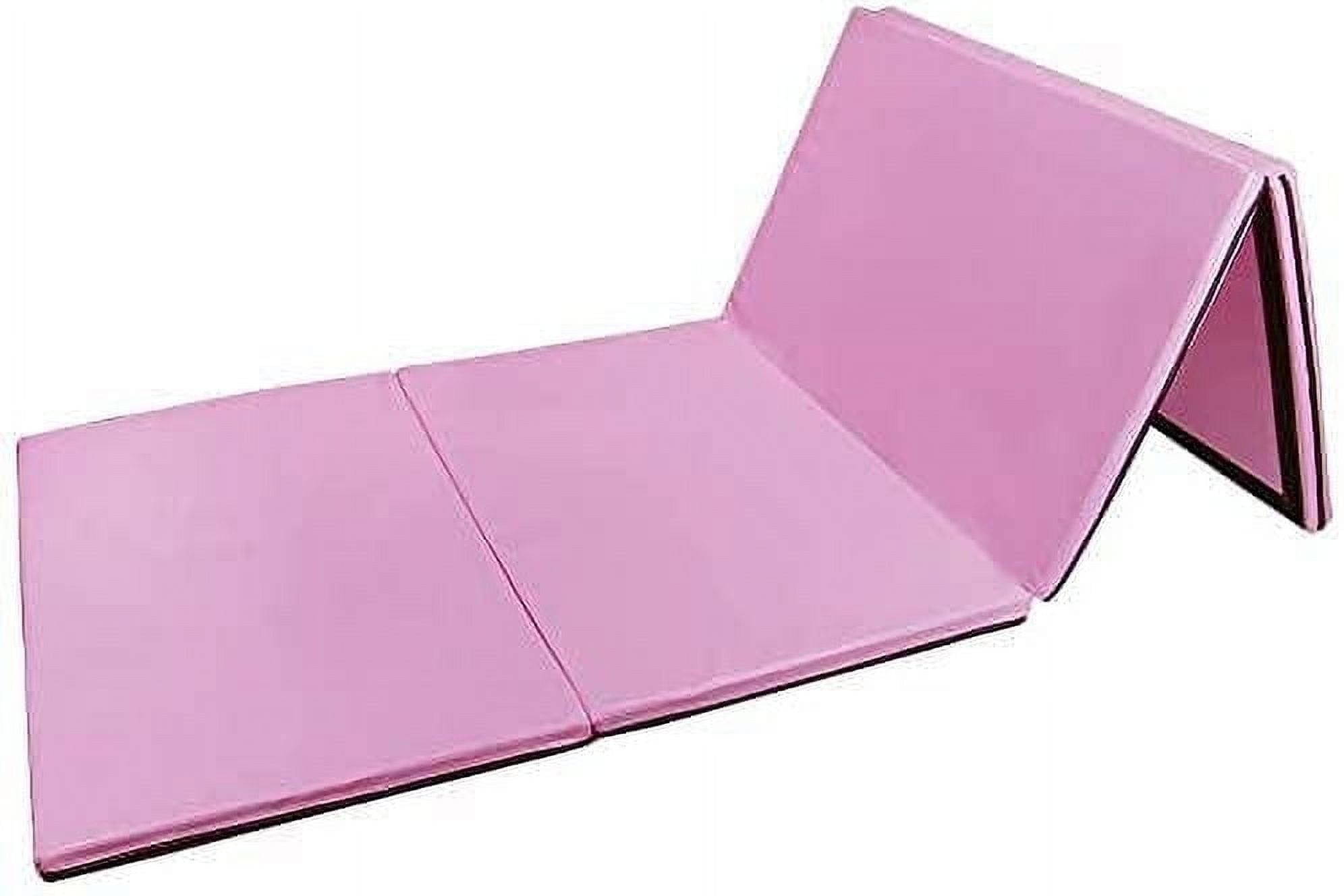 Polar Aurora 4'x10'x2'' Thick Folding Gymnastics Exercise Mat Aerobics Stretching Yoga Mats For Tumbling With Carrying HandlesFor Home Use/Gym/Yoga/Training (Pink)