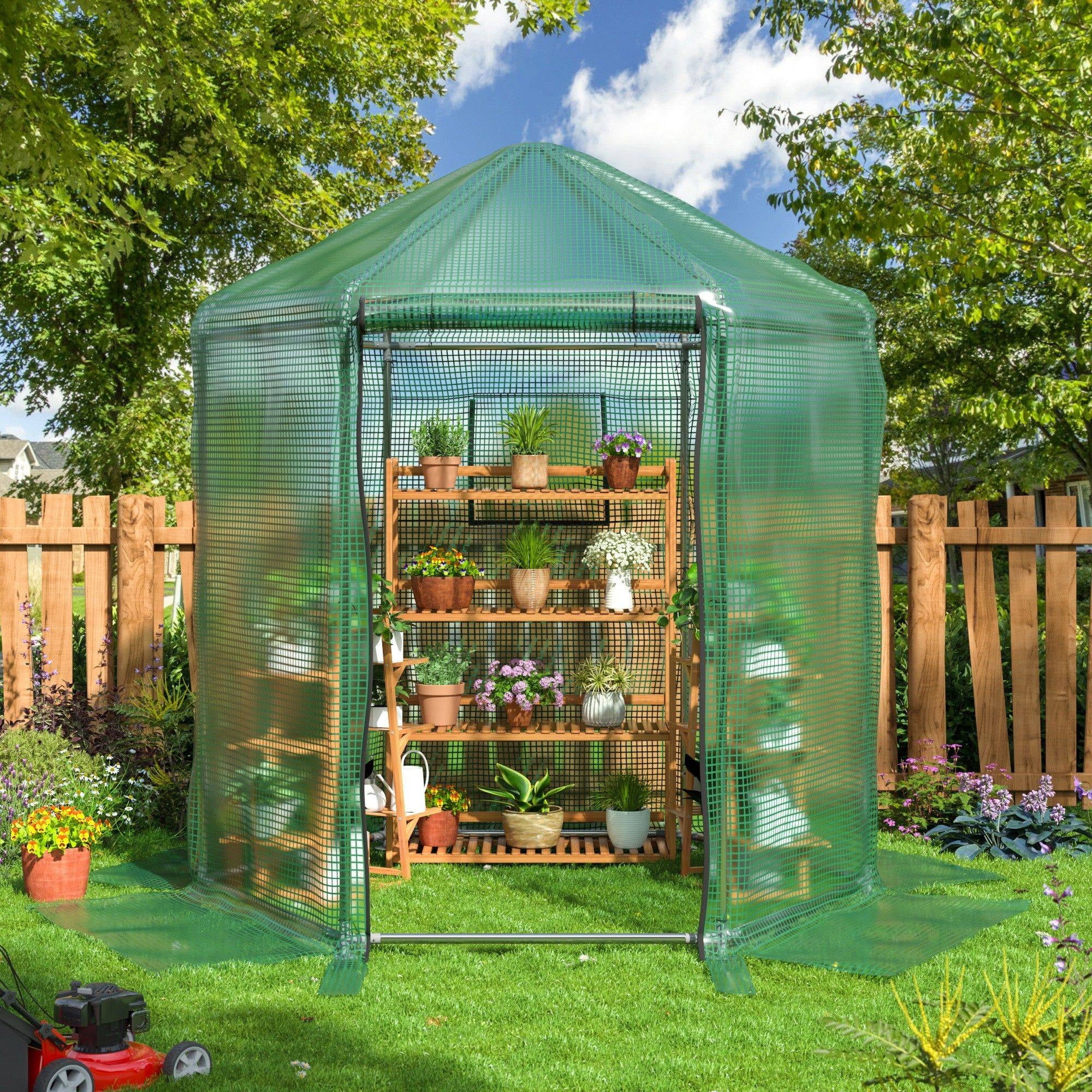 Polar Aurora 7x7x7.3 ft Walk-in Greenhouse,With Heavy-Duty Metal Frame and 180g Double Layer PE Cover, Indoor and Outdoor Green house Kit for Garden/Patio/Backyard