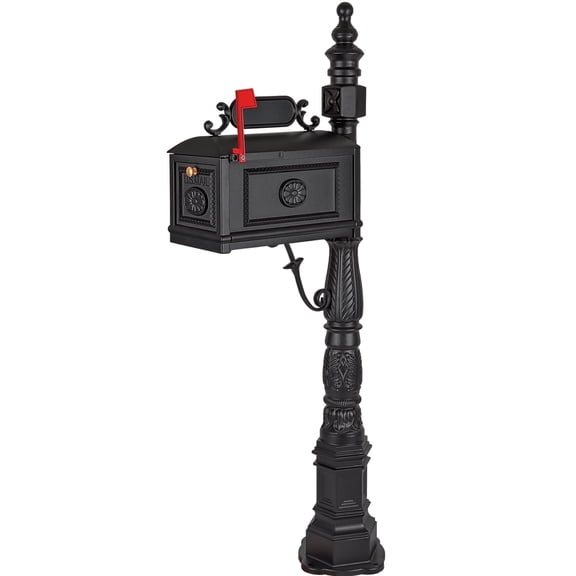 BETISEF Cast Aluminum Mailbox Barcelona Decorative Post Mail Box Combination Stratford Heavy Duty