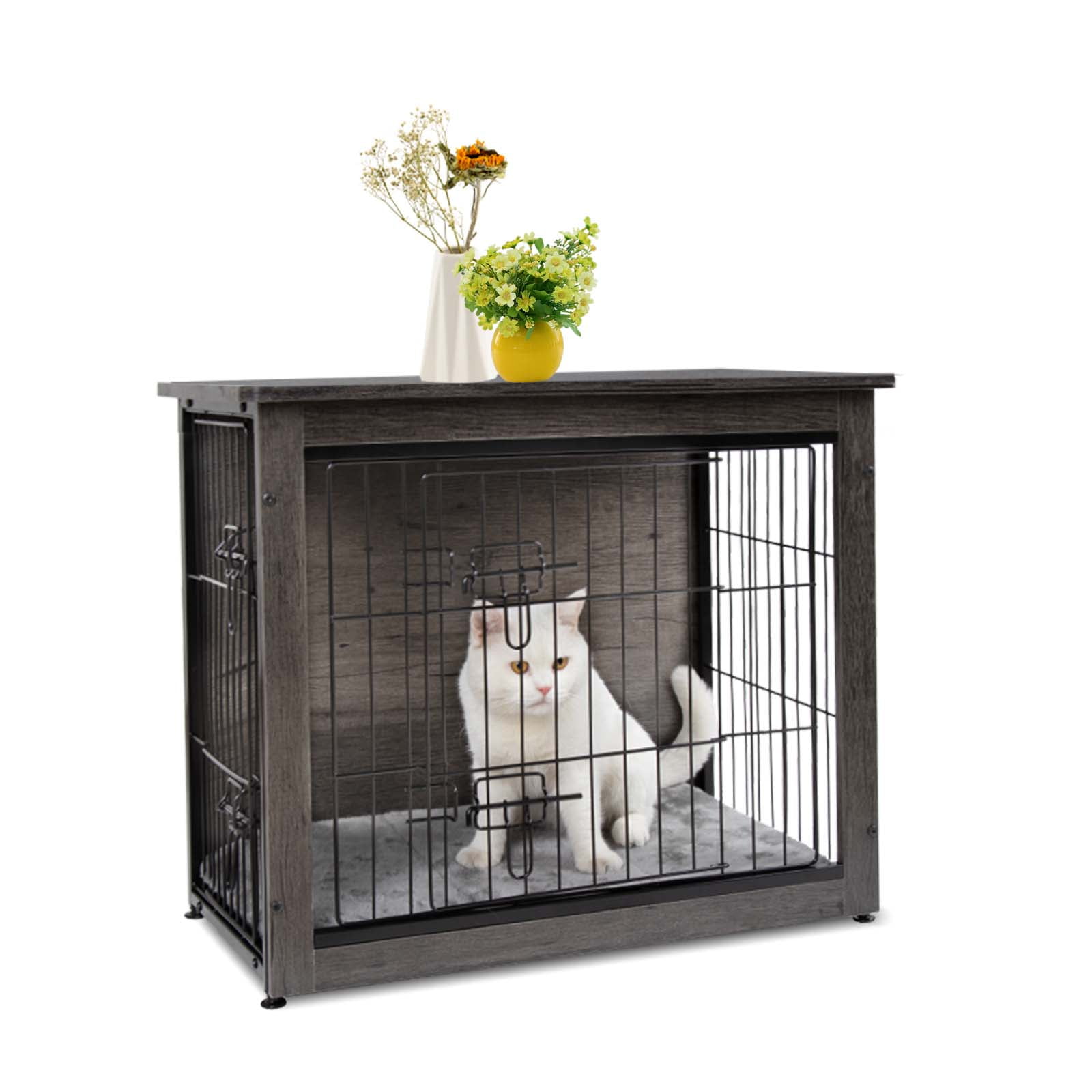 Polar Aurora Dog Crate Furniture, 27.2''Wooden Pet Cage Kennel End