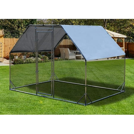 Polar Aurora Enlarged Metal Chicken Coop Hen Chicken Run House Walk-in Poultry Cage Rabbits Habitat Cage w/Waterproof and Anti-UV Cover for Yard Farm Outdoor (9.2' x6.2'x6.4')