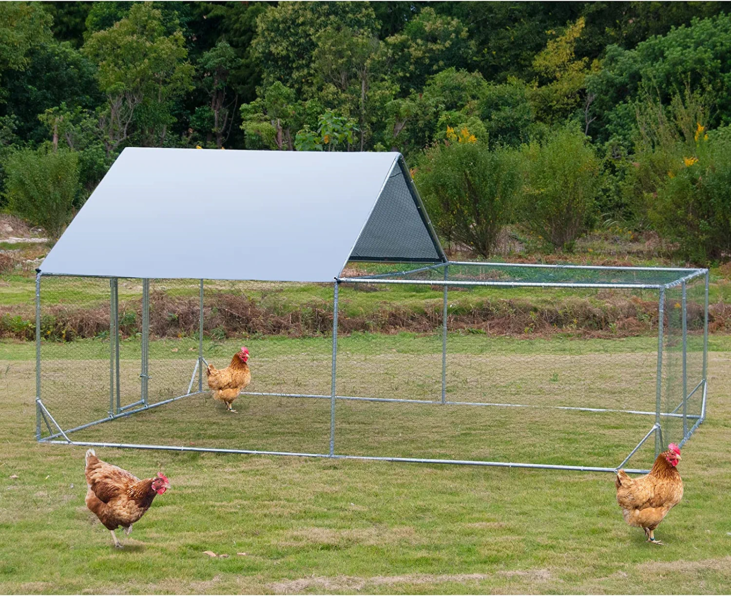 Polar Aurora Extra Large Metal Chicken Coops for 610 Chickens Run Hen Cage Habitat House Walk