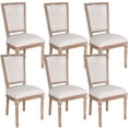 thumbnail image 1 of Polar Aurora French Rubber Wood Solid Print Dining Side Chairs, Beige (Set of 6), 1 of 5