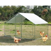 Polar Aurora Large Metal Chicken Coop Walk-in Poultry Cage Pen Rabbit Duck Habitat Cage Hen Run House for 6/10 Chickens with Waterproof&Anti-UV Cover for Outdoor Backyard Farm Use