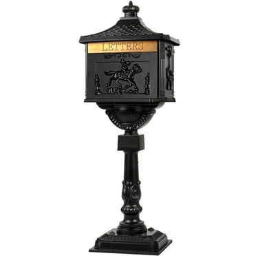 Betisef Mailbox Cast Aluminum Black Mail Box Postal Box Security Heavy Duty New