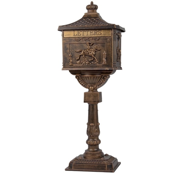 Betisef Mailbox Cast Aluminum Mail Box Postal Box Security Heavy Duty Bronze