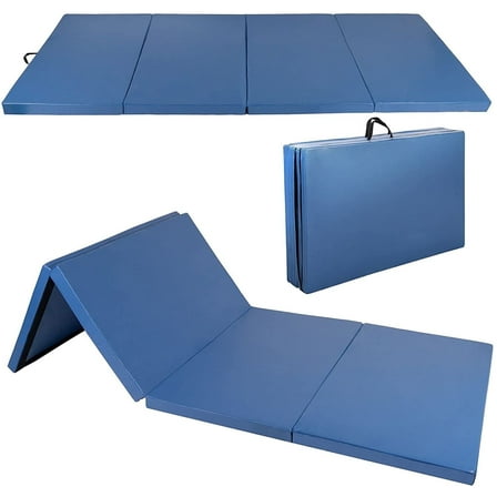 BETISEF 4'x8'x2'' Multipe Colors Thick Gymnastics Mat,Folding Gym Exercise Mats,Stretching Fitness Yoga Mat（Blue）