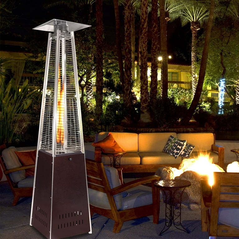 Polar Aurora Patio Heaters For Outdoor Fire Sense 42,000 BTU, Pyramid  Propane Heater With Wheels For Party, Deck, Commercial,Brown