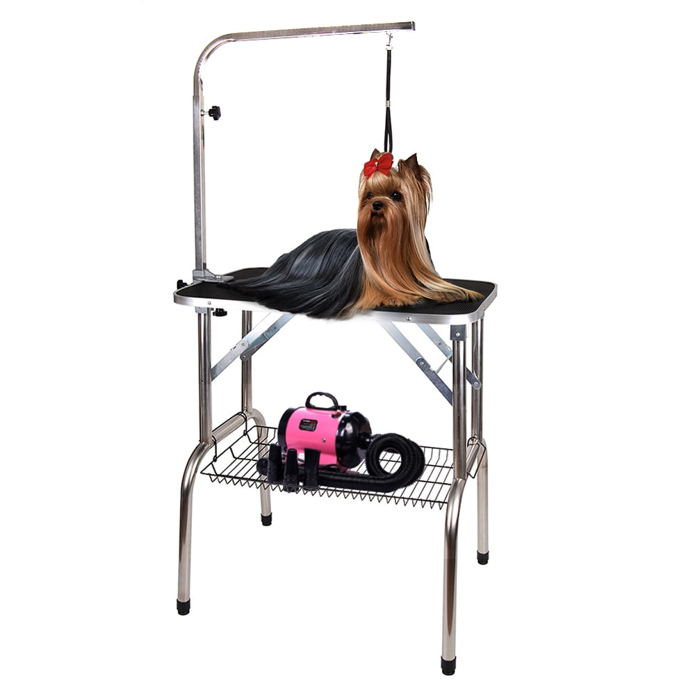 Dropship Midium Size 36" Steel Legs Foldable Nylon Clamp Adjustable  Arm Rubber Mat Pet Grooming Table to Sell Online at a Lower Price