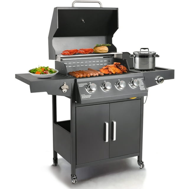 Polar Aurora Propane BBQ Grill 4Burner, Side Burner, Patio Barbeque