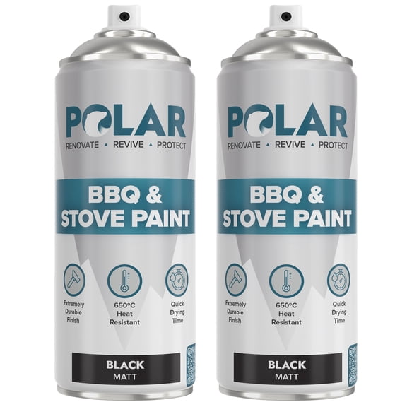 Polar BBQ & Stove Spray Paint, Matte Black, 13.5 Fl Oz, 6 Pack