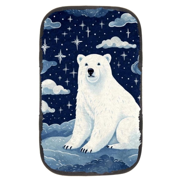 Polar Bear 12.5x8.2 Inch Soft Comfortable Furry Printed Armrest Accessory Car Armrest Pad Mat