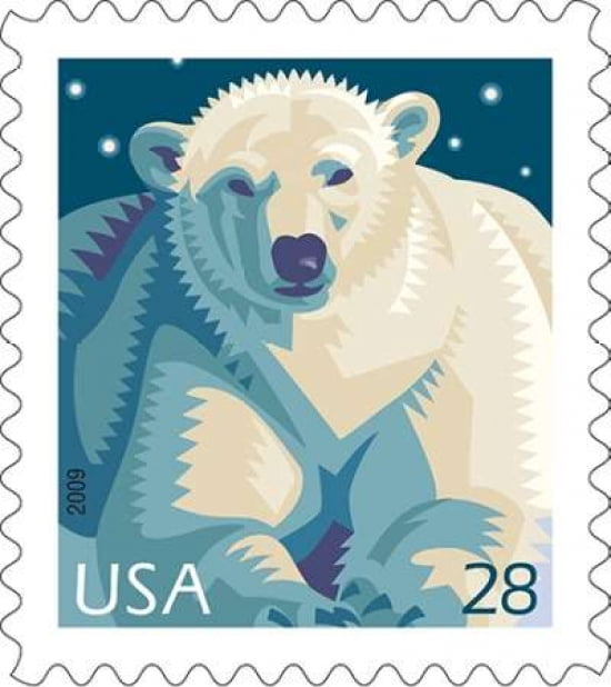 Polar Bear 28 Canvas Art - US POSTAL SERVICE (24 x 24)