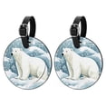 thumbnail image 1 of Polar Bear 2pcs PU Leather Round Bag Tags Suitcase Handbag Tags with Privacy Cover and Name ID Tag for Travel Luggage, Handbags, Backpacks, School Bags, 1 of 6