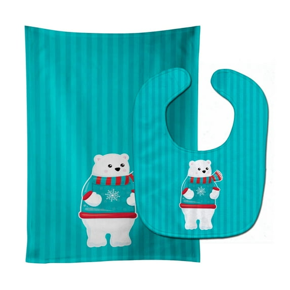 Polar Bear 3 Baby Bib and Burp Cloth