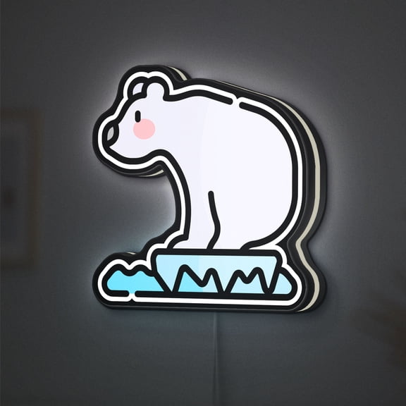 Polar Bear 3D Novelty Light Box, Arctic Themed Wall or Desk Decor, Highlighting Climate Awareness and Wildlife Protection (Height 12 inch, 30cm)