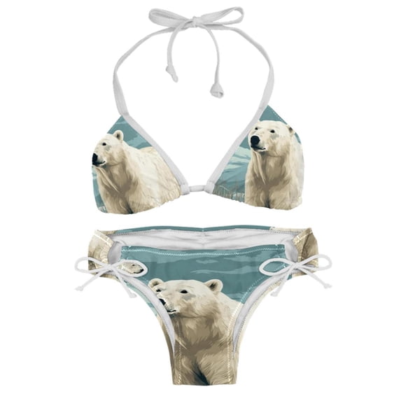 Polar Bear Adjustable Strap Bikini Set with Detachable Sponge, Two-Pack - Ideal for All Swim Suit Scenes