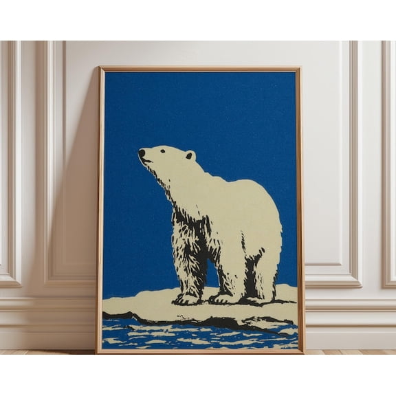 Polar Bear Animal Wall Art, Unframed Paper Poster 24x36in
