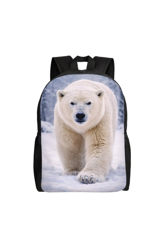 Polar Bear Backpack Full Front Print Travel Laptop Bag for Men and Women