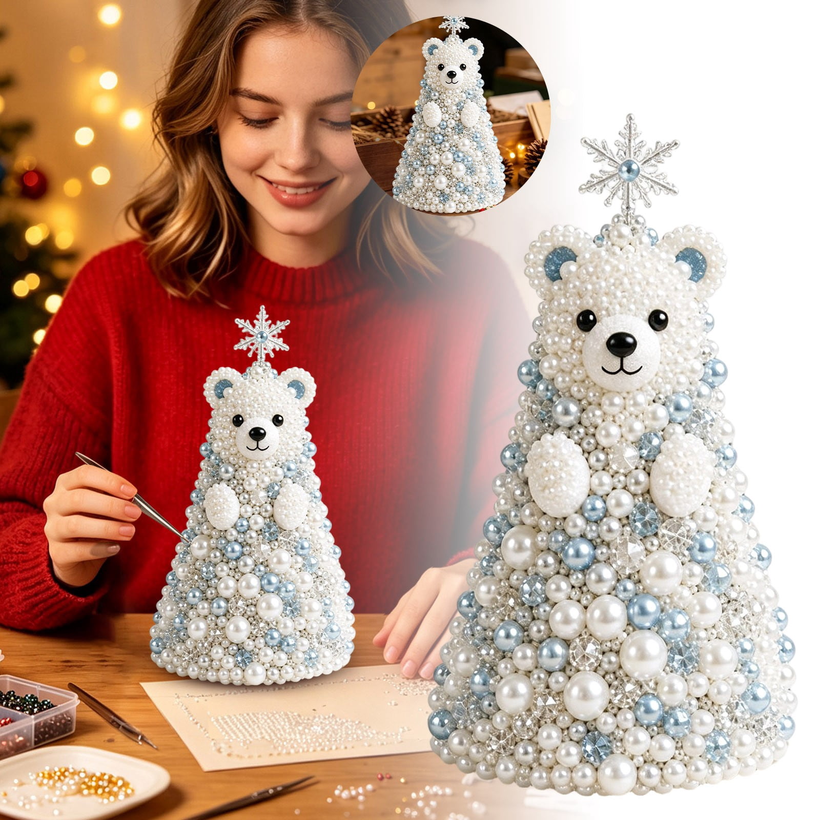 Polar Bear Beaded Craft Kit DIY Animal Bead Art Project for and Adults ...