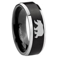 thumbnail image 1 of Polar Bear Beveled Edge Brush Black 2 Tone Tungsten Men Ring 10MM, 1 of 2