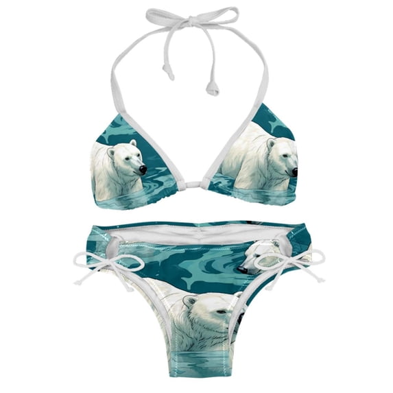 Polar Bear Bikini Set with Detachable Sponge & Adjustable Strap, Two-Pack, Ideal for Beach & Pool, Swimsuit Swimsuits Bikini