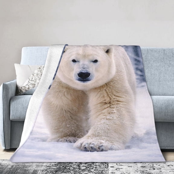 Polar Bear Blanket Gift Throw Blanket Cozy Soft Home Decor Gift for Bear Lovers Arctic Wildlife Style 50x40
