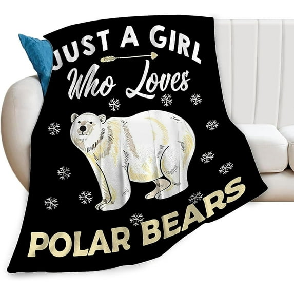 Polar Bear Blanket Soft Cozy Polar Bear Animal Stuff Decor Throw Blanket Plush Fluffy Warm Just a Girl Who Loves Polar Bears Lightweight Fleece Flannel Gifts Blankets for Kids Adults 50"X40"
