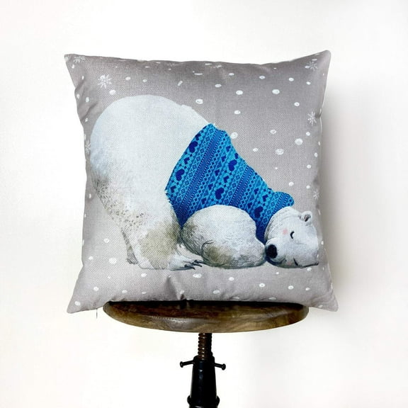 Polar Bear | Blue Sweater | Pillow Cover | Christmas Gift | Home Decor | Throw Pillow | Decor Pillows for Couch | Sofa Pillows | Modern Home Decor