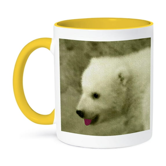 3dRose, POLAR BEAR - C, 15oz Two-Tone Yellow Mug