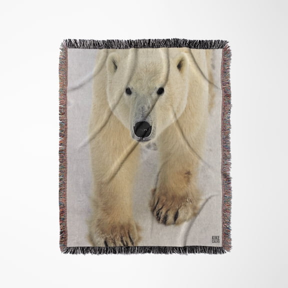 Polar Bear Close-Up, Woven Blanket