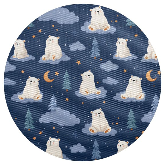 Polar Bear Cloud Tree Round Placemats Set of 6 Woven Non-Slip Washable Heat Resistant Table Mats 15.4 Inch for Kitchen Dining Decor