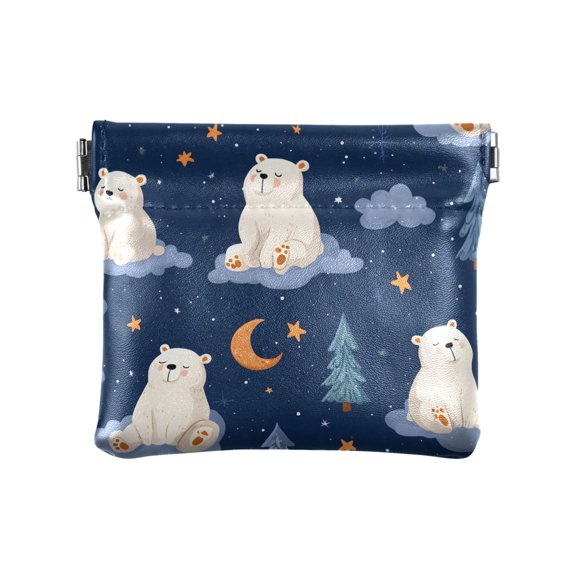 Polar Bear Cloud Tree Wallet Small PU Leather Change Pouch Wallet for Women