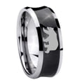 thumbnail image 1 of Polar Bear Concave Black Tungsten Men Ring 10MM, 1 of 2