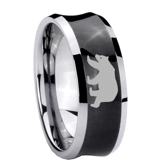 Polar Bear Concave Black Tungsten Men Ring 10MM