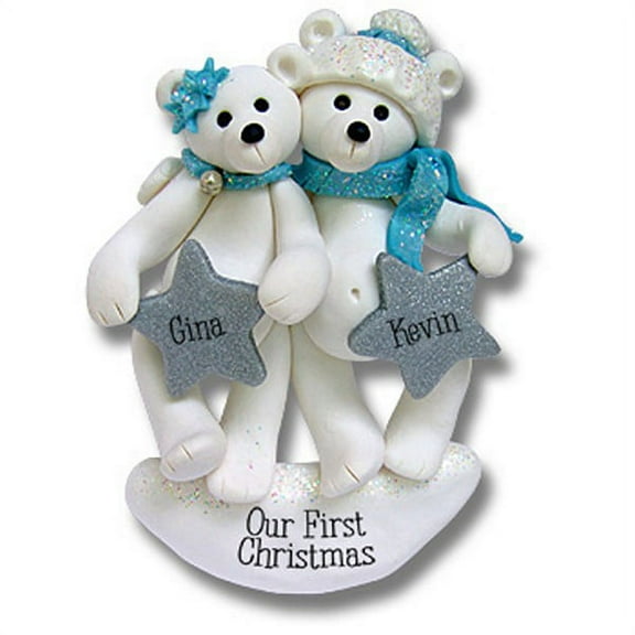 Polar Bear Couple Personalized Christmas Ornament