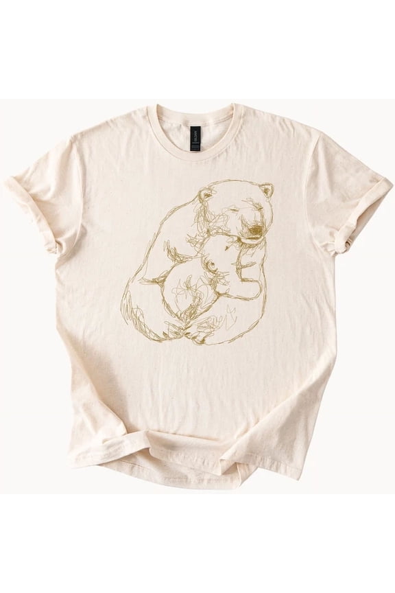 Polar Bear Cub Hug Graphic T Shirt Animal Nature Tee Size S-5Xl Heygategoo Tee