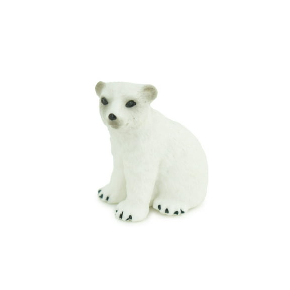 Polar Bear Cub, Sitting, Museum Quality, Educational, Hand Painted, Rubber Animal, Realistic, Diorama, Toy, Kids, Gift, 2 Inches. CH807 BB188
