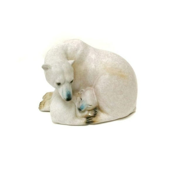 Polar Bear Cub Sleeping With Mother Figurine