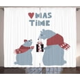 thumbnail image 1 of Polar Bear Curtains 2 Panels Set, Christmas Time Baby Bear Giving Present to Mom Noel Celebration Theme, Window Drapes for Living Room Bedroom, 108W X 63L Inches, Dark Coral Slate Blue, by Ambesonne, 1 of 3