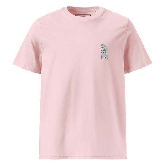 Polar Bear Day Out In The Wild Organic Cotton Embroidered T-Shirt Cotton Pink - XL