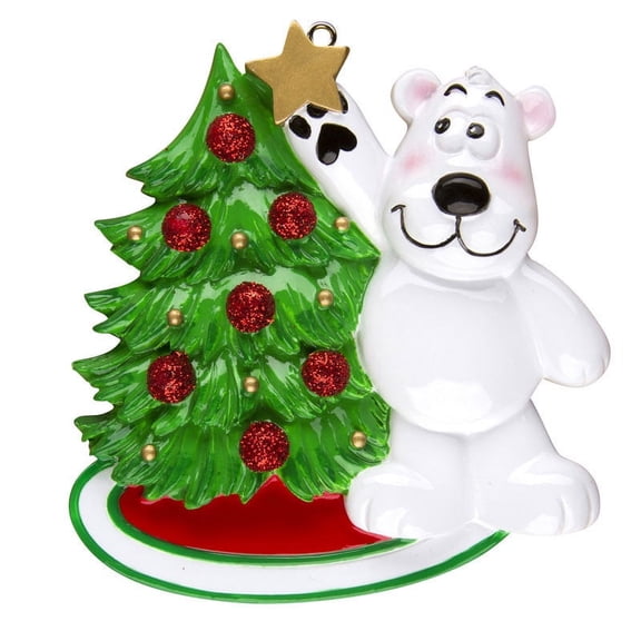 Polar Bear Decorating Tree Personalized Christmas Ornament DO-IT-YOURSELF