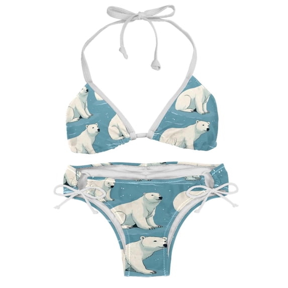 Polar Bear Detachable Sponge Adjustable Strap Bikini Set Swimsuit, Two-Pack - Beach and Pool Ready