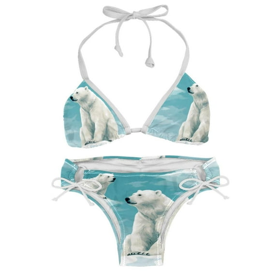 Polar Bear Detachable Sponge Adjustable Strap Bikini Set Two-Pack Swimsuit for Women